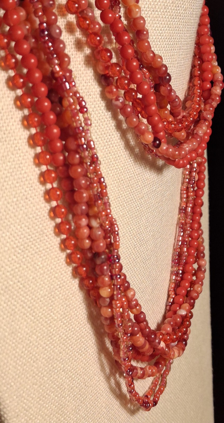 Pre-owned no brand multicolored red bead long necklace
