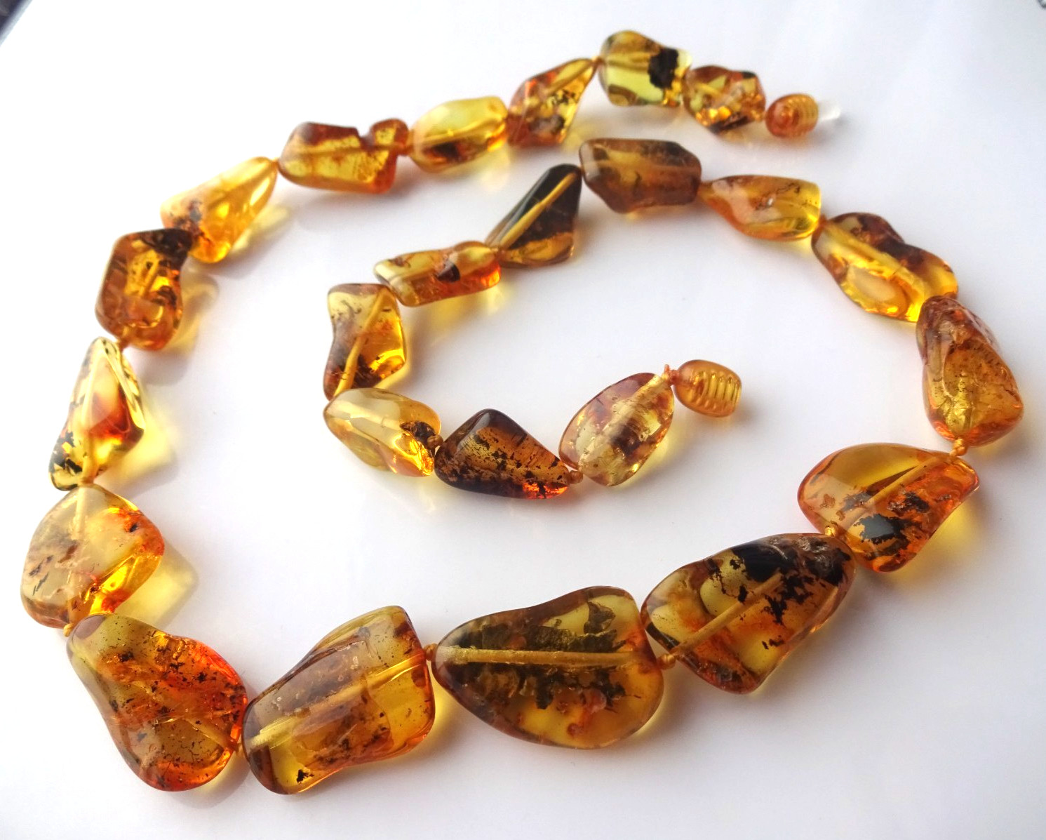 Natural Baltic Amber Necklace – Genuine Honey Yellow Amber – 48 cm – 24g