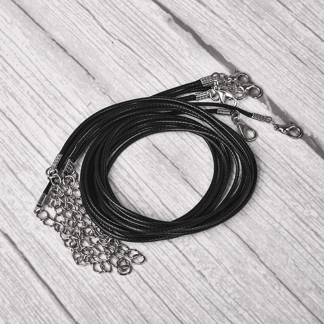 20pcs 22 Inches Black Waxed Necklace Cord with Clasp Bulk for Bracelet Necklace
