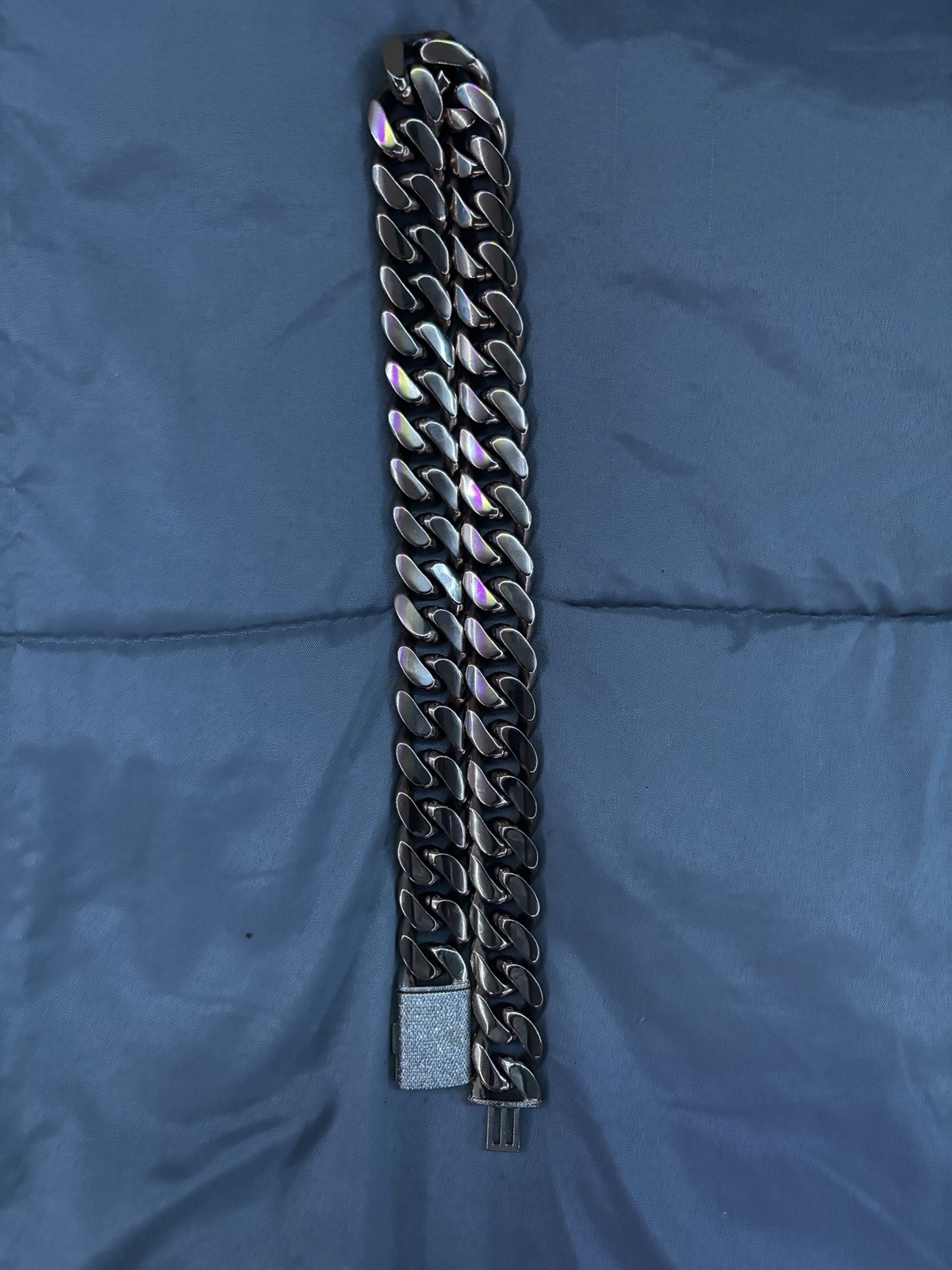 22mm 24 inch Cuban Link Chain Diamond Lock with Box Clasp,