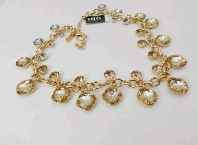 I.N.C. International Concepts Gold-Tone Mixed Stone Statement Necklace, 17 “