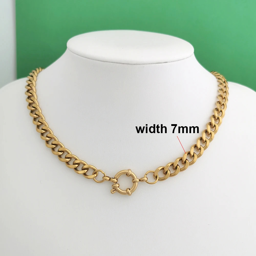 Sailor Clasp Necklace Paperclip Chain Stainless Steel Gold Color Women Jewelry
