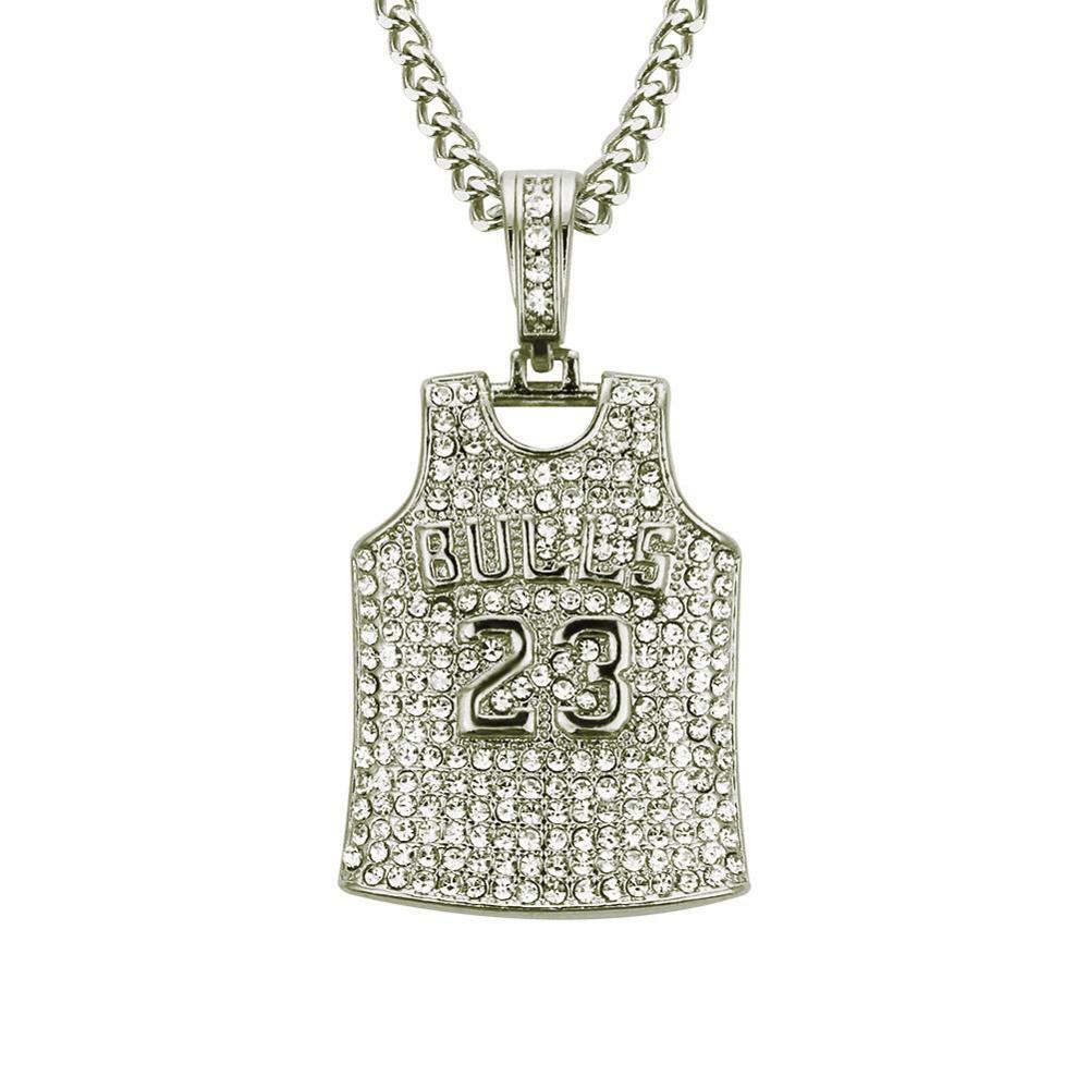 23 Chicago Bulls Michael Jordan NBA Jersey Necklace – Silver Colored – Rhineston