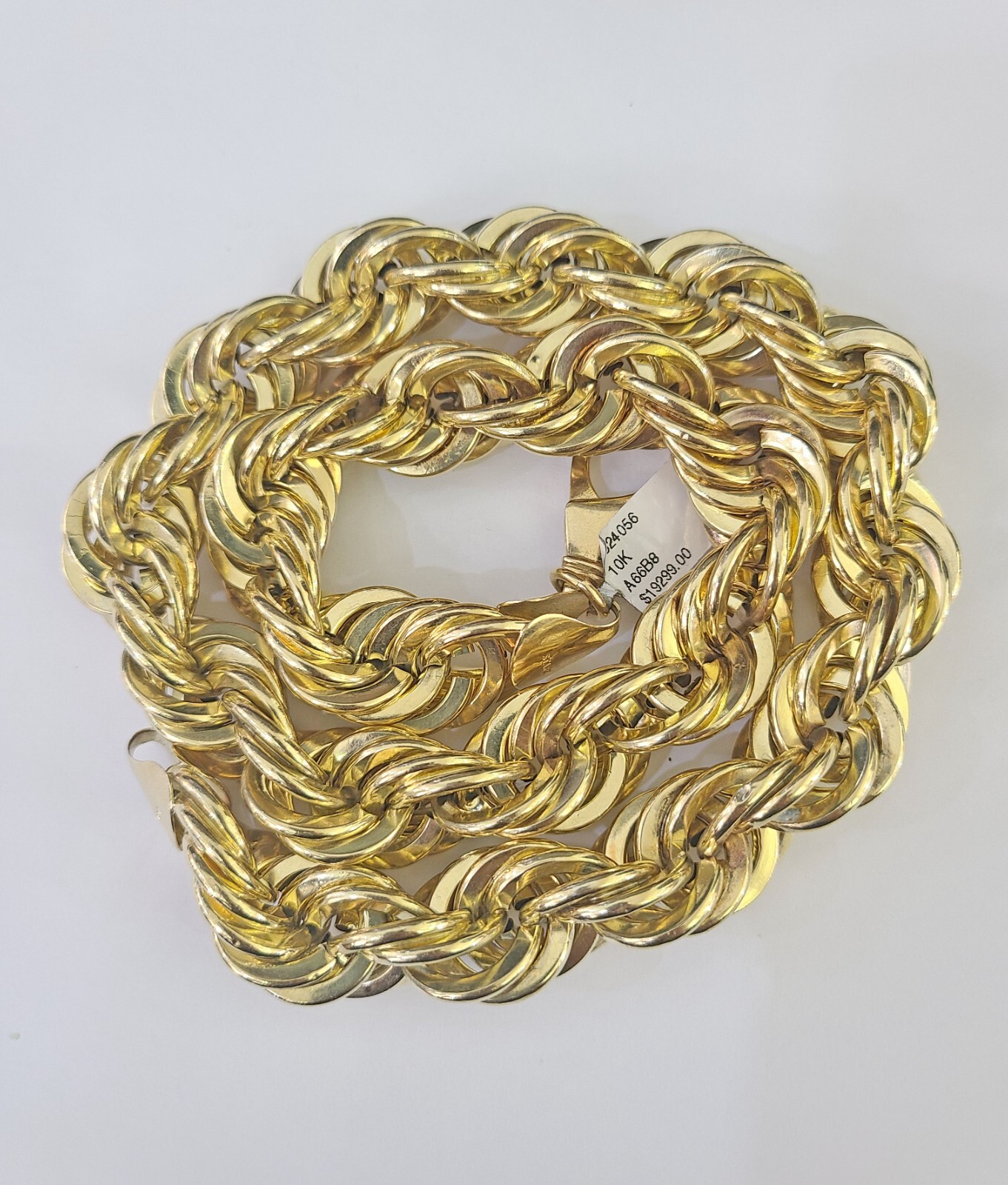 10k REAL Yellow Gold Rope Chain Necklace 16mm 20″ Men’s Thick 10kt