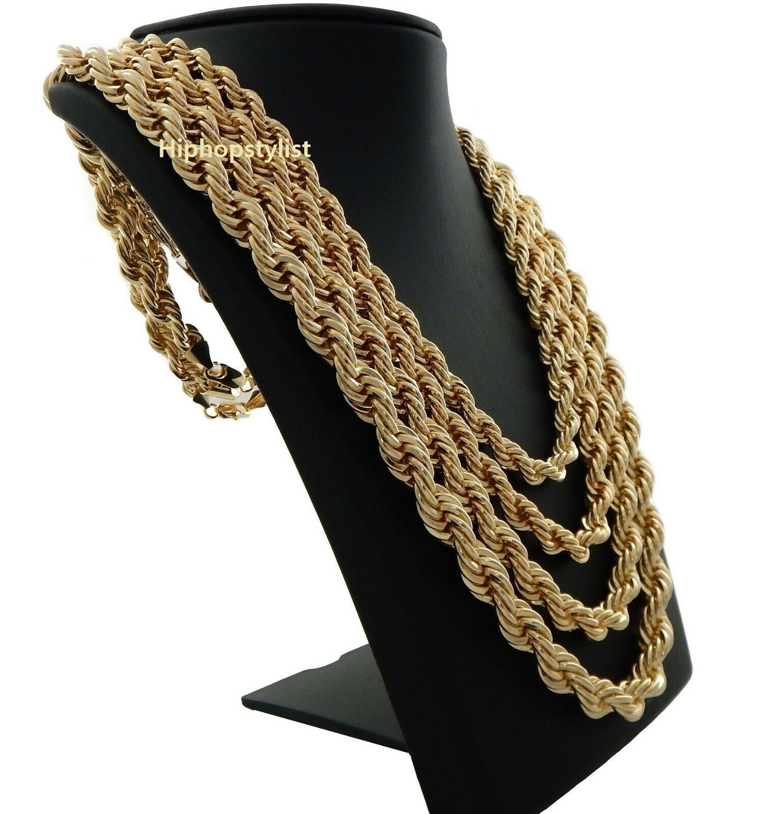 Hip Hop Rope Chain Necklace 16″ 18″ 20″ 22″ 24″ 26″ 30″ inch 14K Gold Plated..