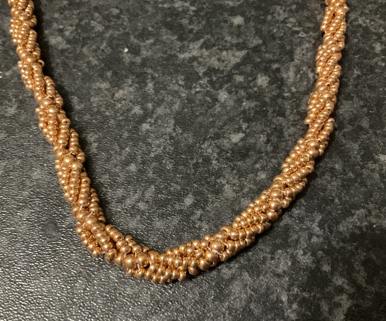 Preloved Boho Seed Beaded Strand X 2 Necklaces Beige Gold Handmade, 46/48cm