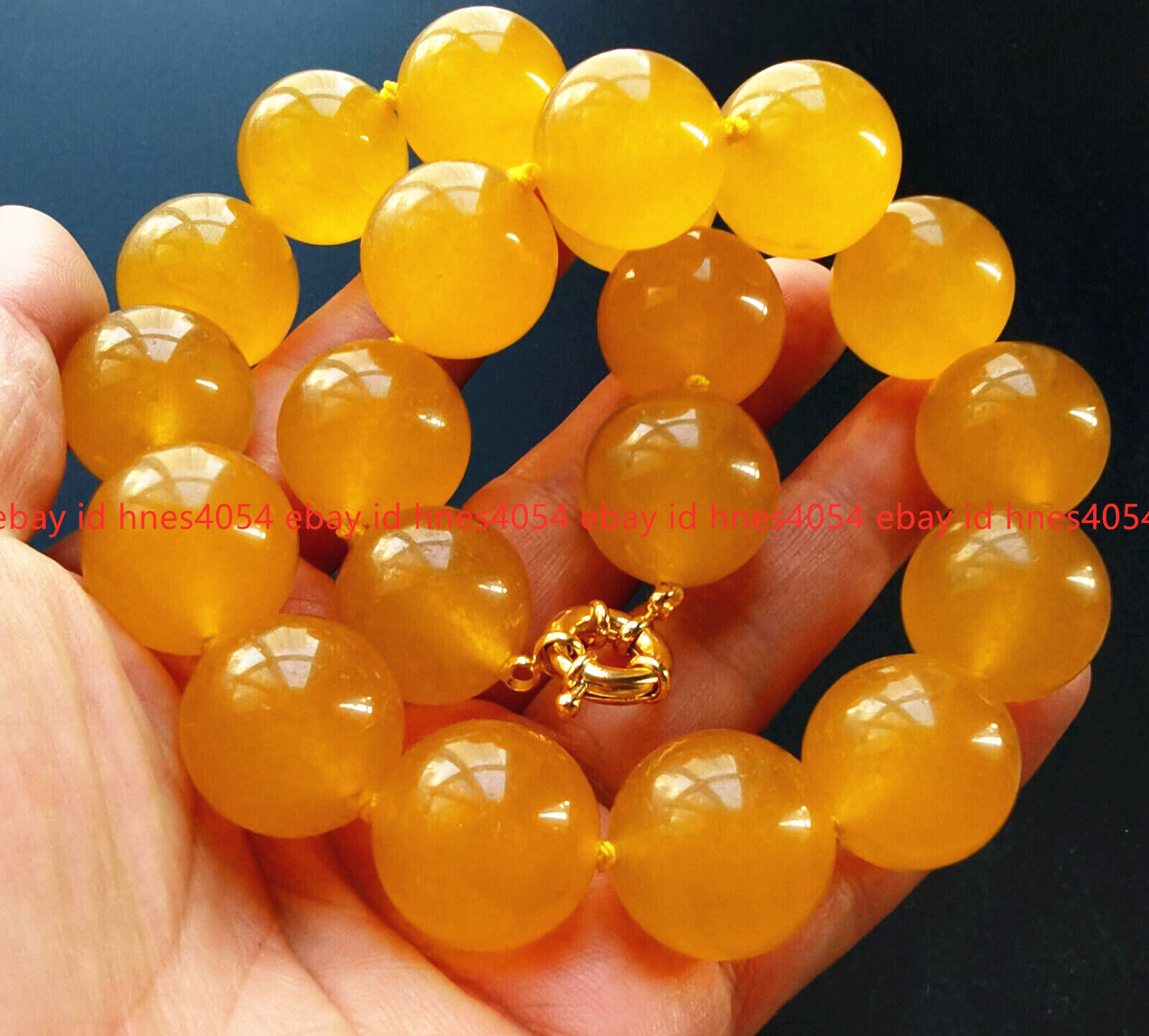Huge Pretty Natural 20mm Yellow Jade Gemstone Round Beads Necklace 16-24in