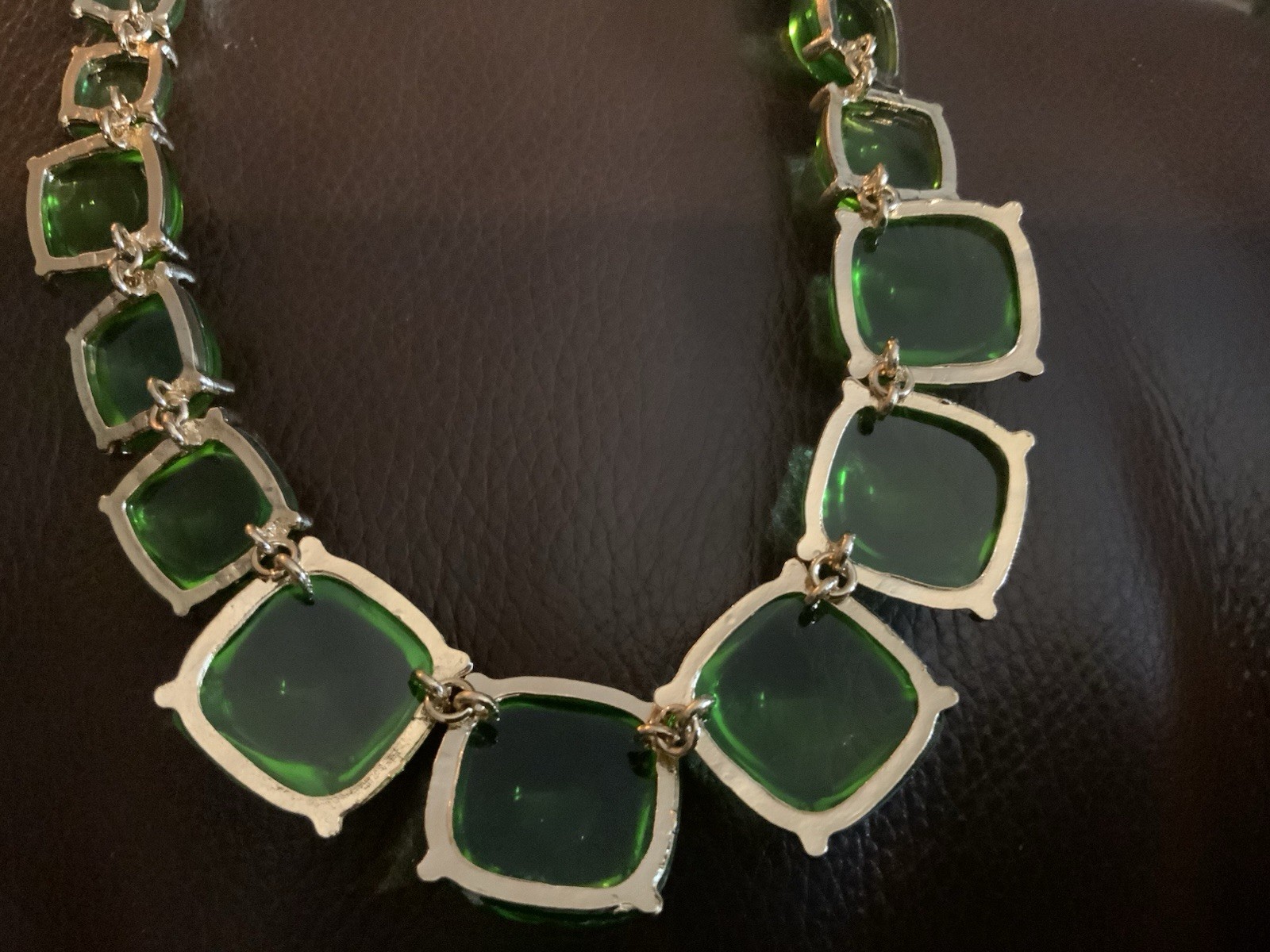 Zara Necklace Clear Candy Cabochon Gold Jelly Geometric Boho Green Retro Chain