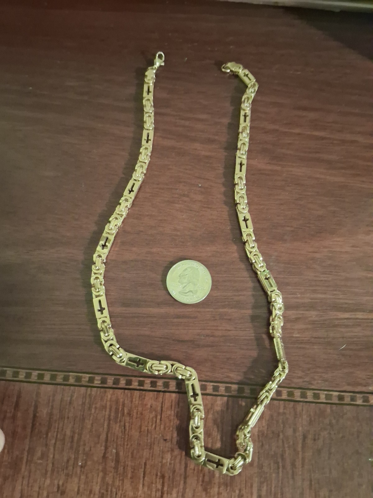 Eighteen Inch Low Carat Hand Made Mexican Gold Necklace 53grams In Weight