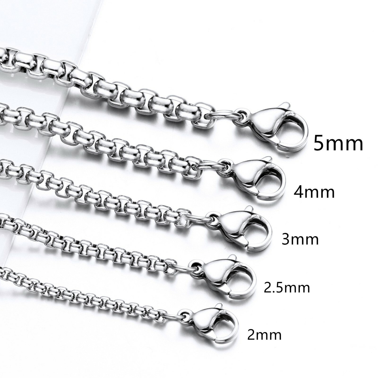 USA Stock 4mm Woman Man 316L Stainless Steel Square Rolo Box Chain Link 18”