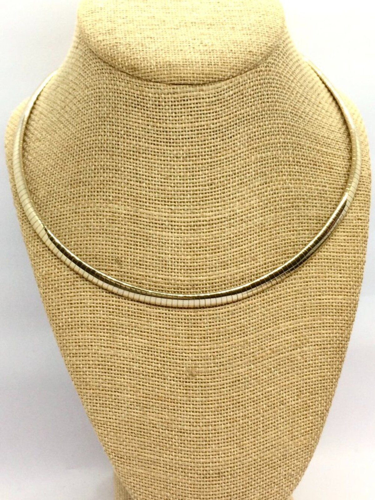 VINTAGE SNAKE NECKLACE Gold Tone Herringbone Omega Collar Choker 18″