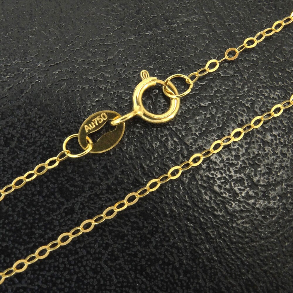 Long Rolo Chain 10-36″ 100% Pure 18k Yellow Gold Necklace For Women Genuine 18ct