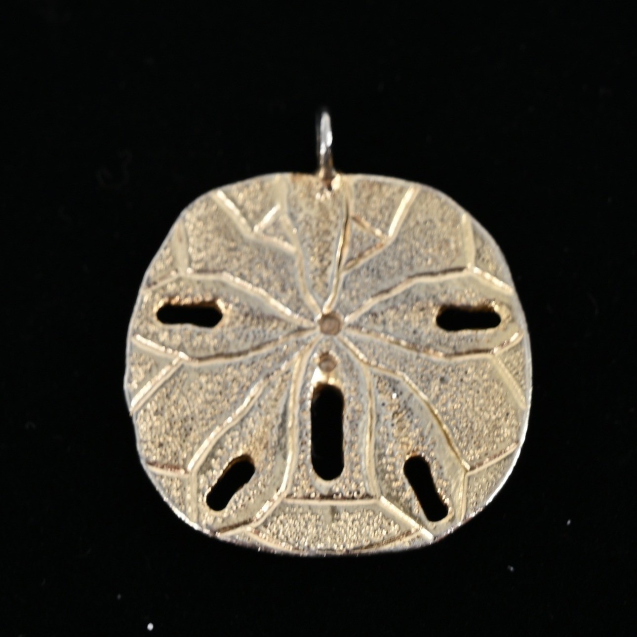 Vintage Gold Tone Sand Dollar Pendant Nautical Beach Charm Textured Star Design