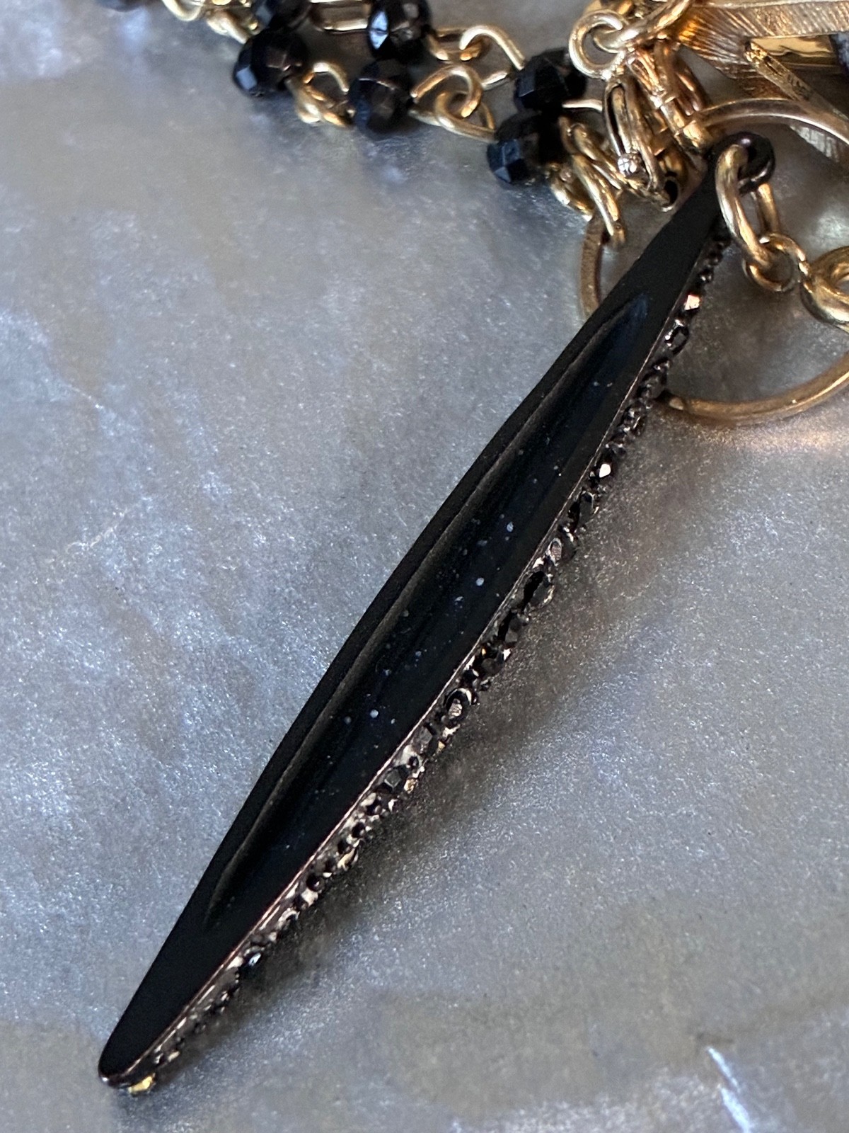 Lot of 2 INC International Concepts Add A Charm Necklaces w/ Black Gold Silver