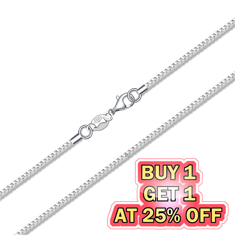 925 Silver Plated Box Chain Fashion Necklace w/ Lobster Lock Men Women’s 16-24″