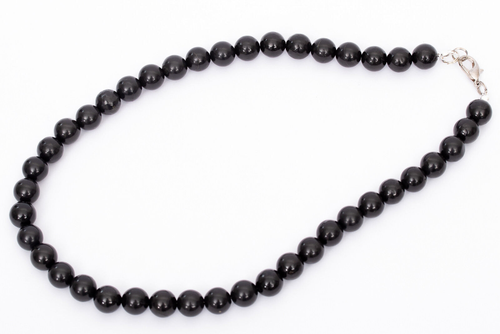 SHUNGITE Beads 10mm Necklace Polished EMF Protection Stone 20″
