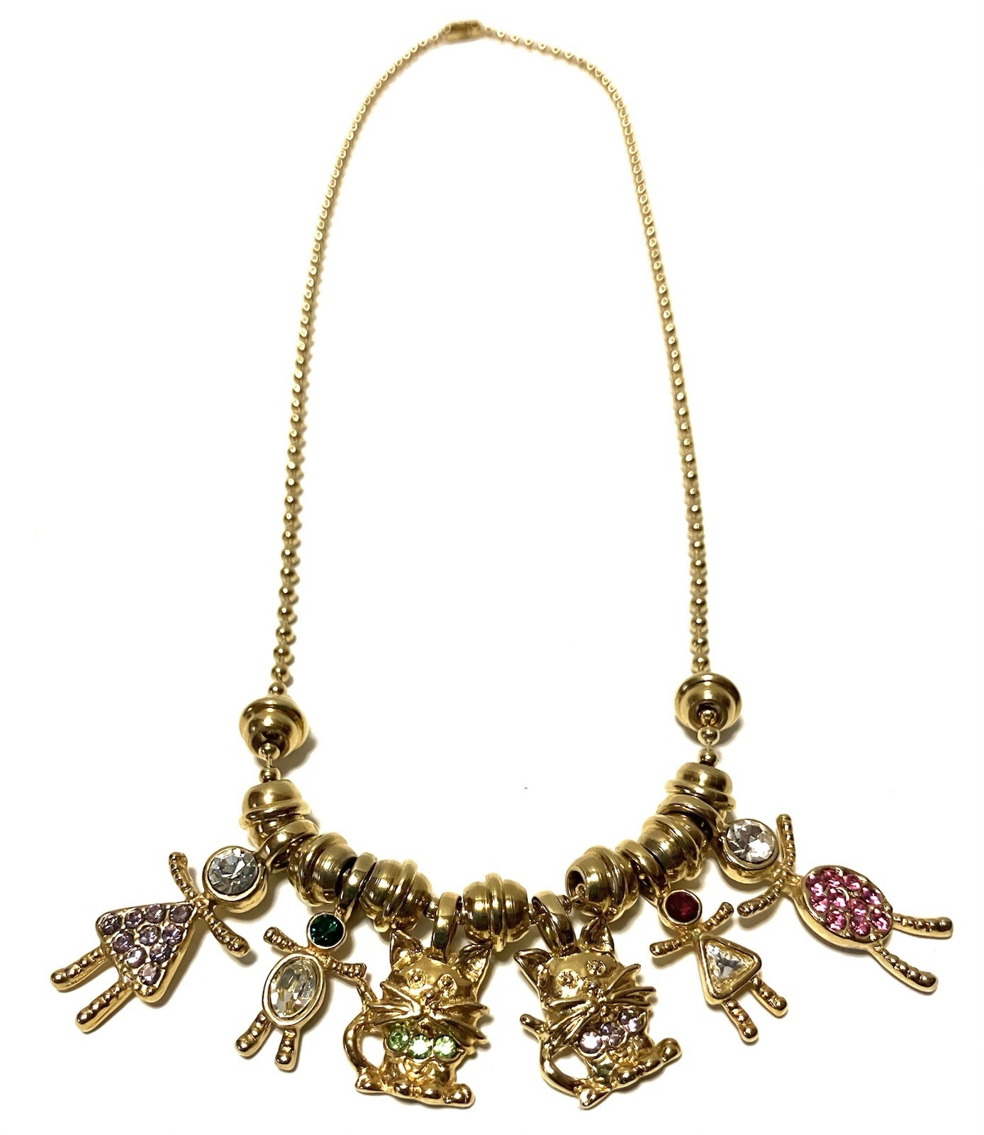 Family Group Necklace With Rhinestone Charms