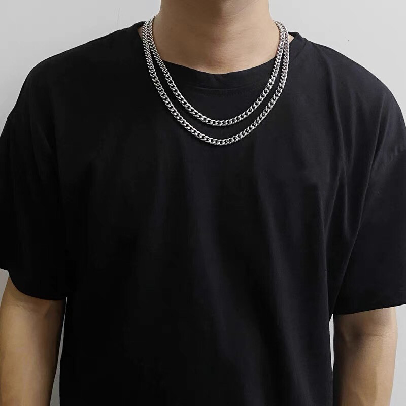 316L Stainless Steel Miami Cuban Link Chain 5mm Silver For Men Women 20″-30″