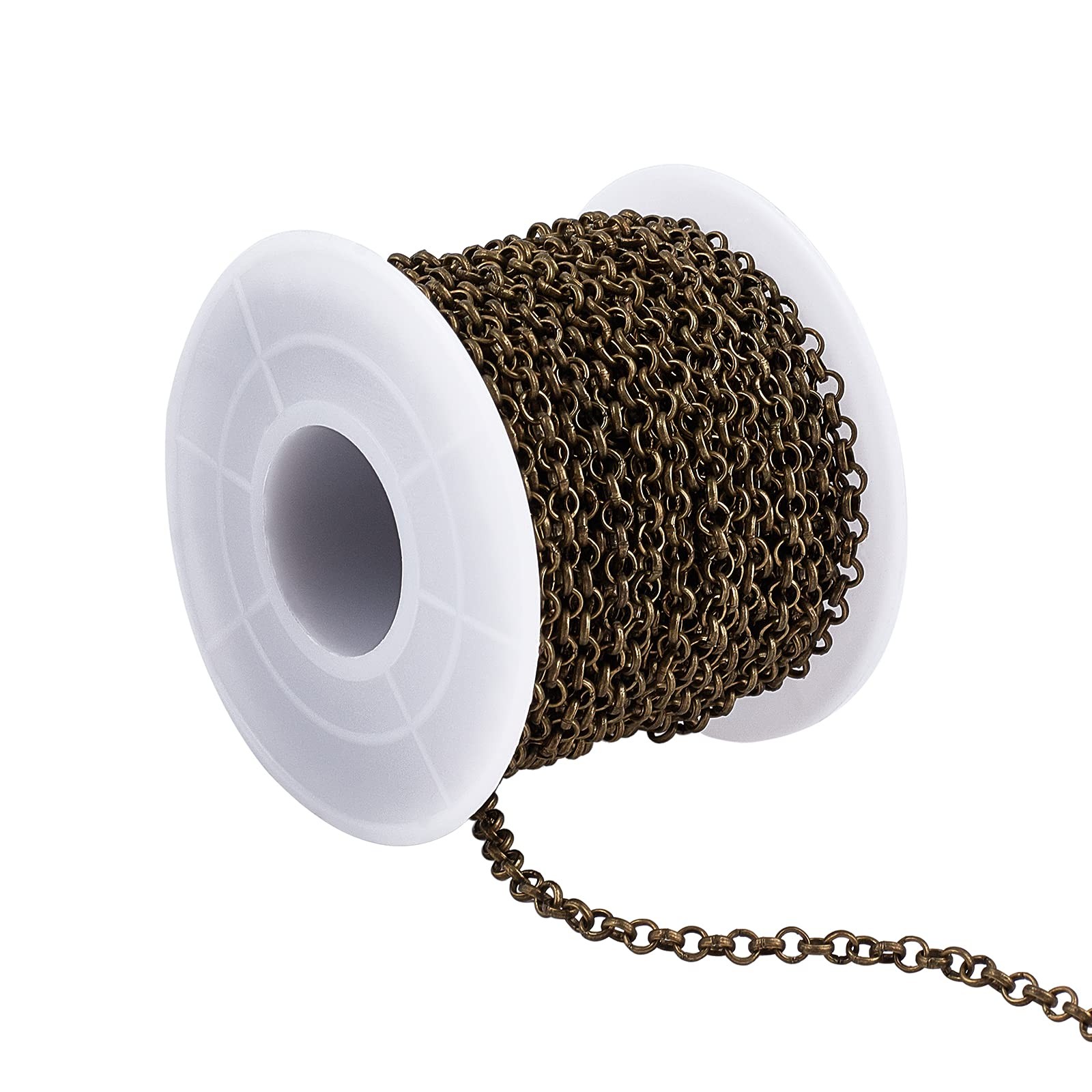 About 32.8 Feet/11Yards Iron Rolo Chains Unwelded Findings with Spool Lead Fr…
