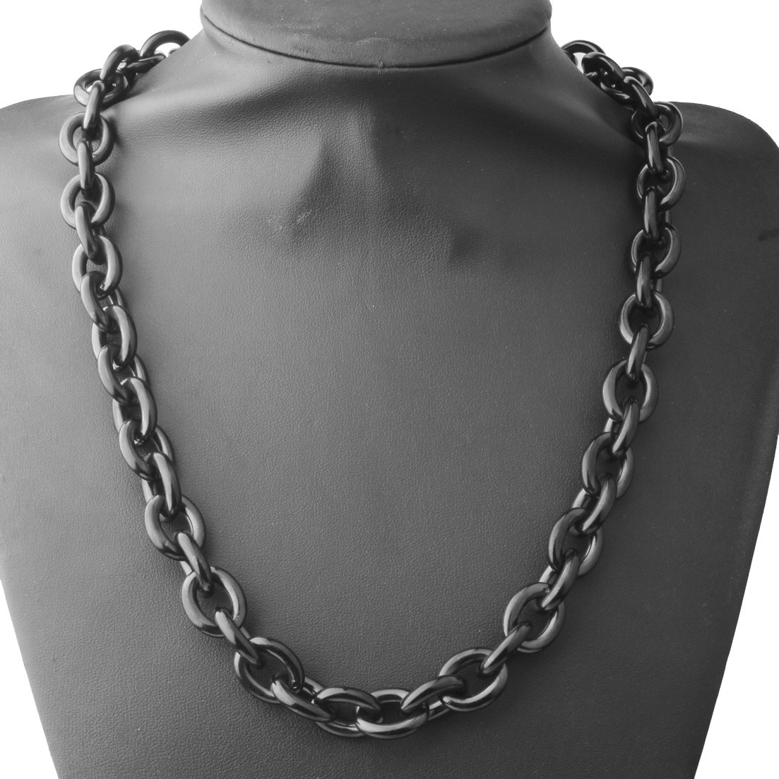 11/13/15mm Silver/Gold/Black Stainless Steel Rolo Oval Link Chain Necklace Gift