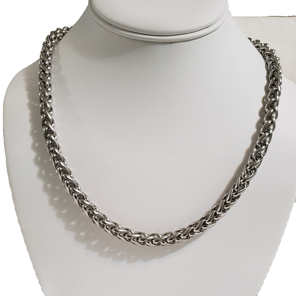 Wheat Spiga Made in Italy Women’s Braided Chain Necklaces 18″ 7.5mm