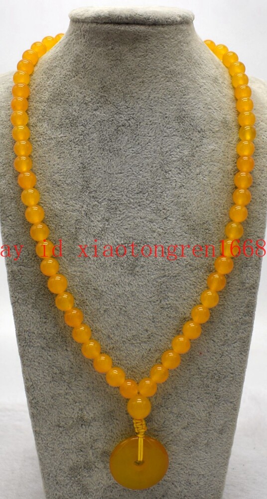 Natural 8mm Yellow Topaz & 30mm Circle Donut Gems Round Beads Necklace 16-24in