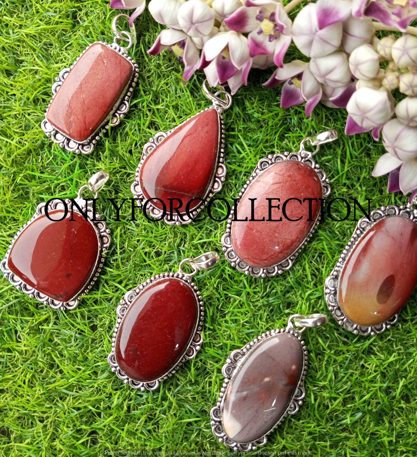 Sale Red Mookaite Jasper Gemstone 925 Sterling Silver Plated Fancy Pendants Lot