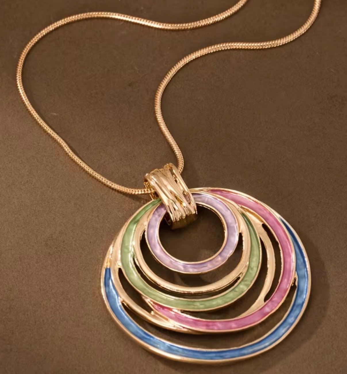 Geometric Multicolored Boho Pendant Necklace -New