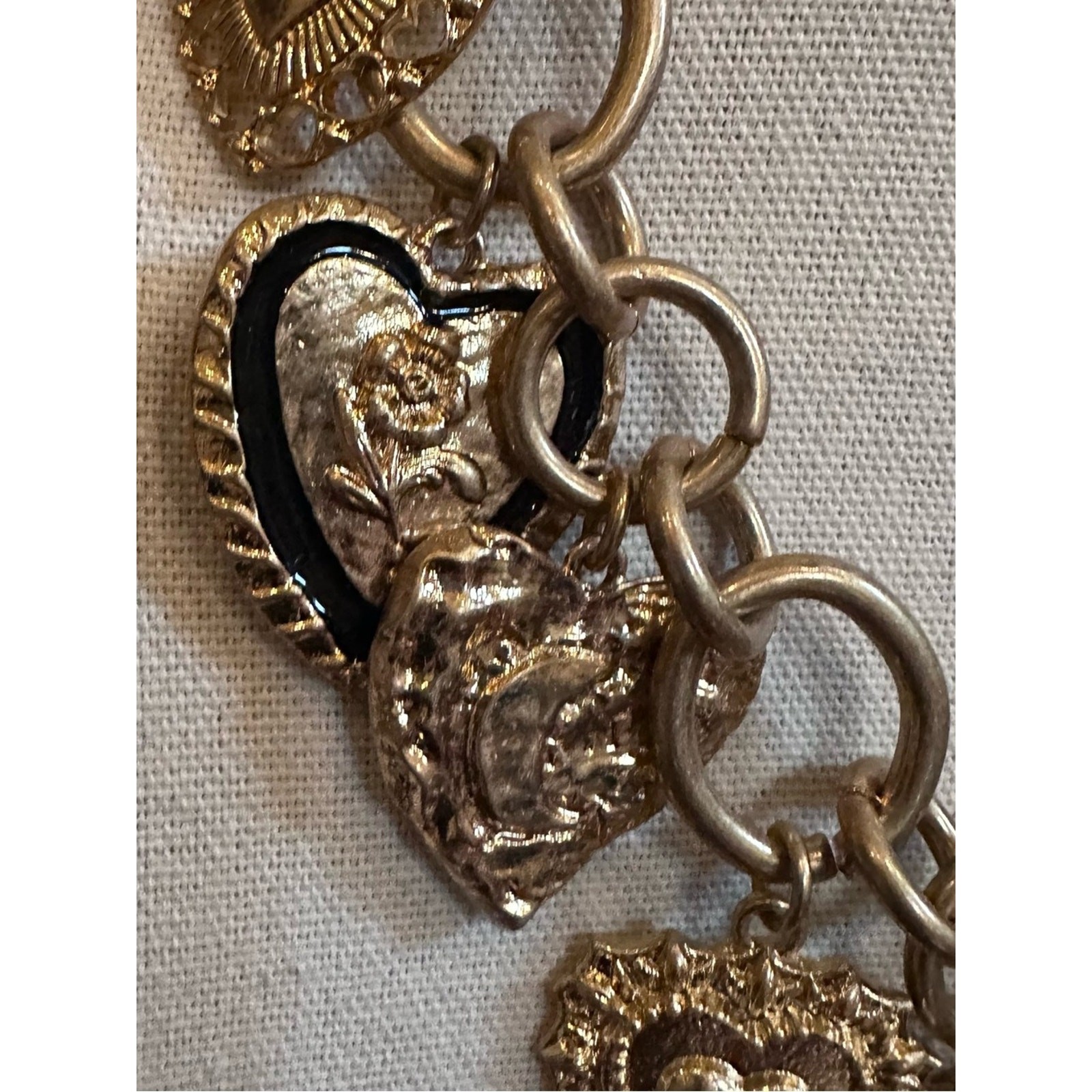 Zara Golden Heart Charms Metal Links Necklace Statement Jewelry Gold Maximalism