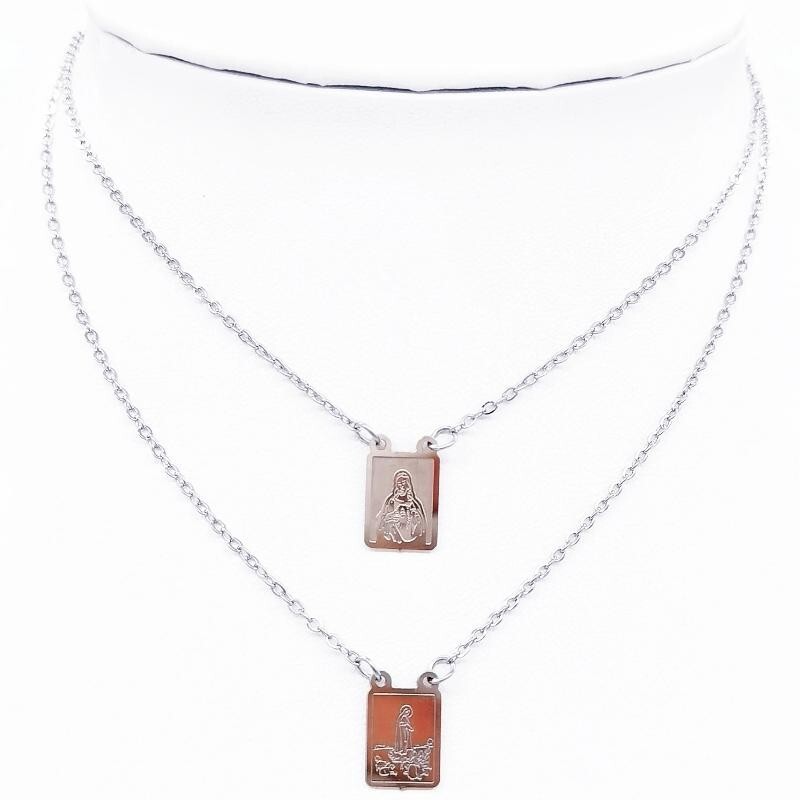 Stainless Steel Scapular Necklace Our Jesus 20inches silver Daily Female Male