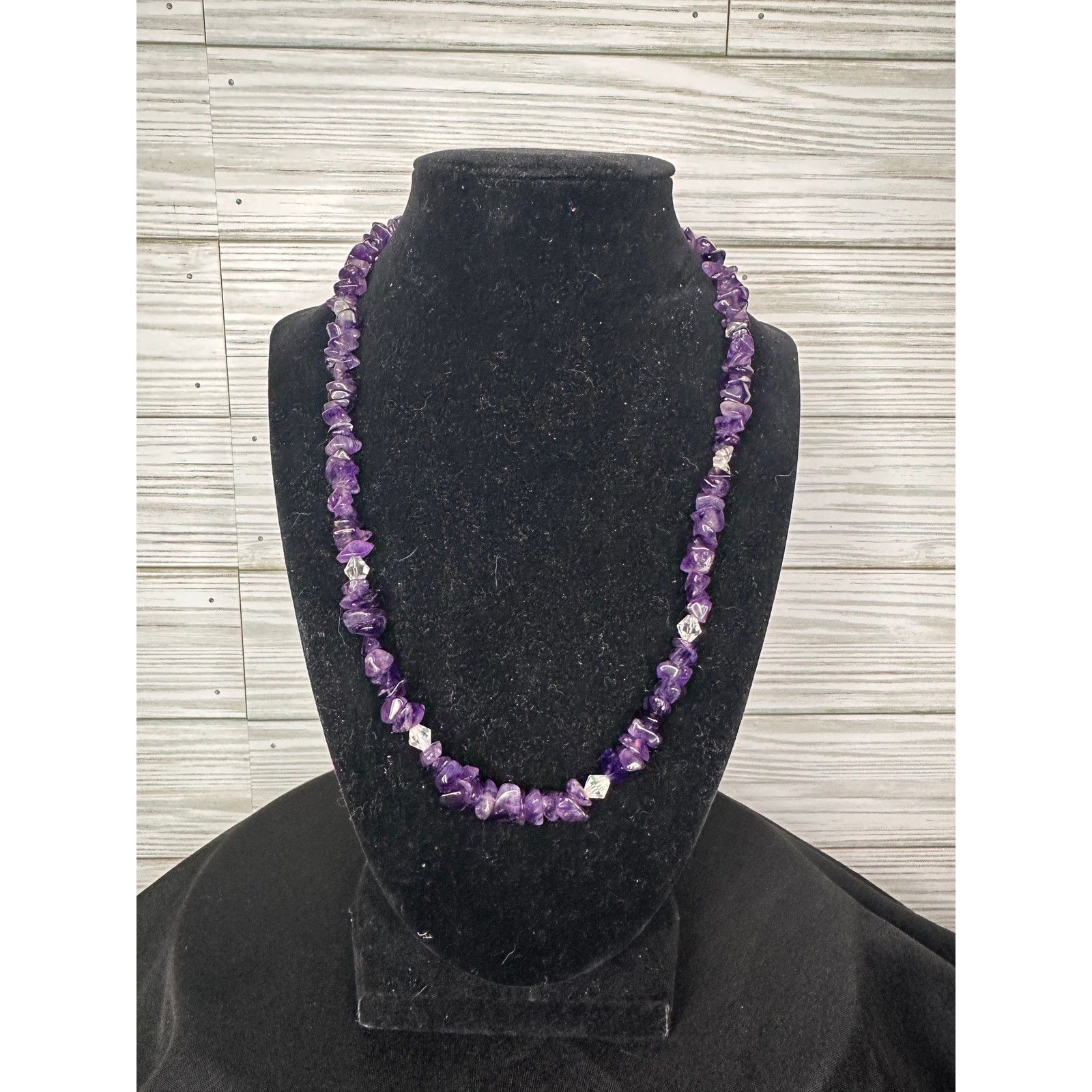 Sterling Silver 925 Amethyst Chip Vintage Necklace Excellent