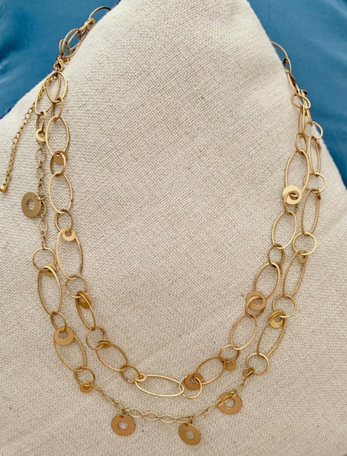 Premier Designs INFUSION Necklace Matte Gold Tone Multi Size Oval Link 30″