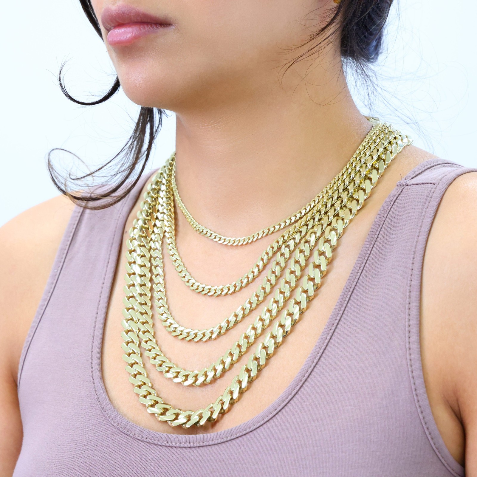 10K Yellow Gold Miami Cuban Royal Monaco Link Chain Necklace 5mm-20mm, 16″- 30″