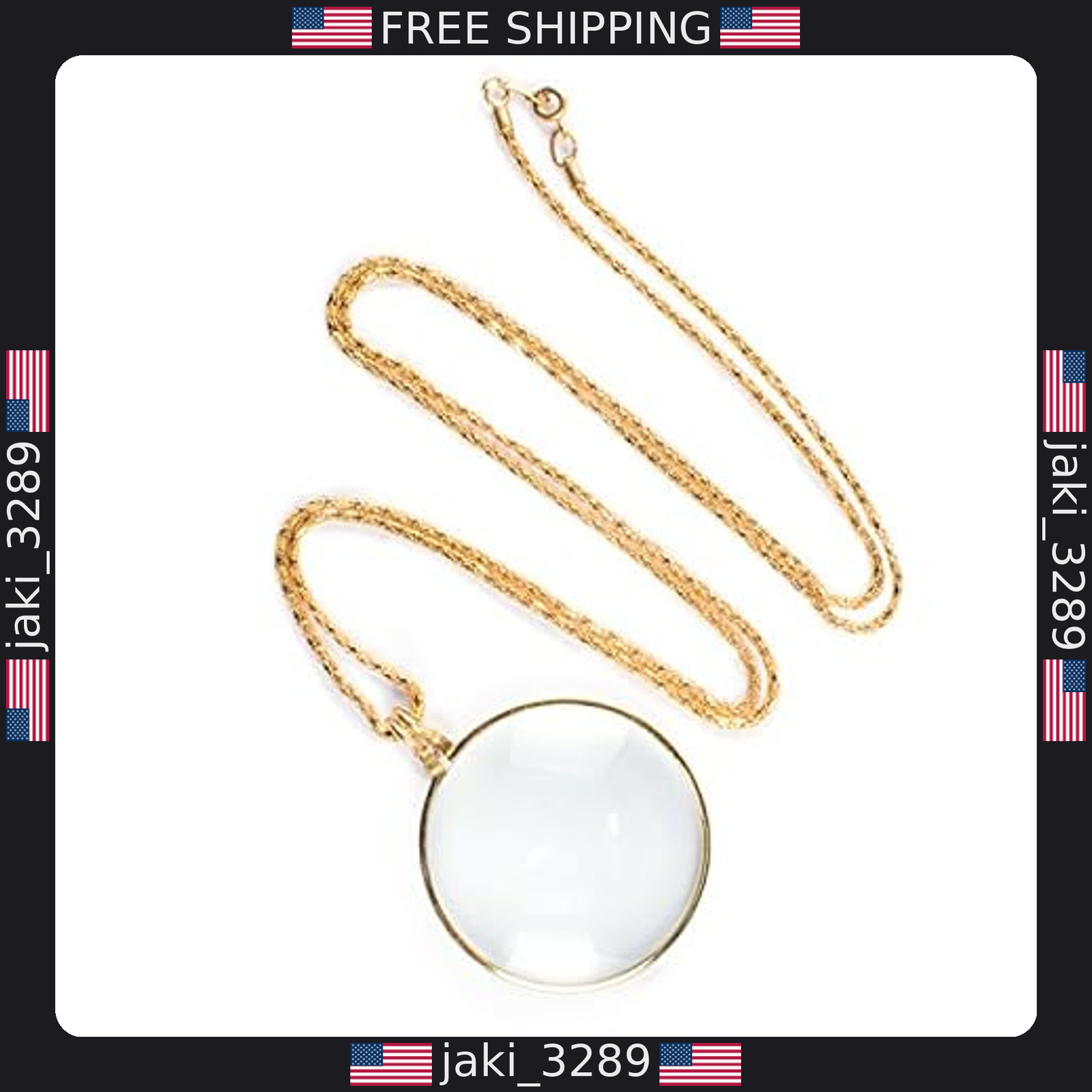 Gold Chain Necklace with 1.75″ Magnifier Lens – Perfect for Reading and Vision