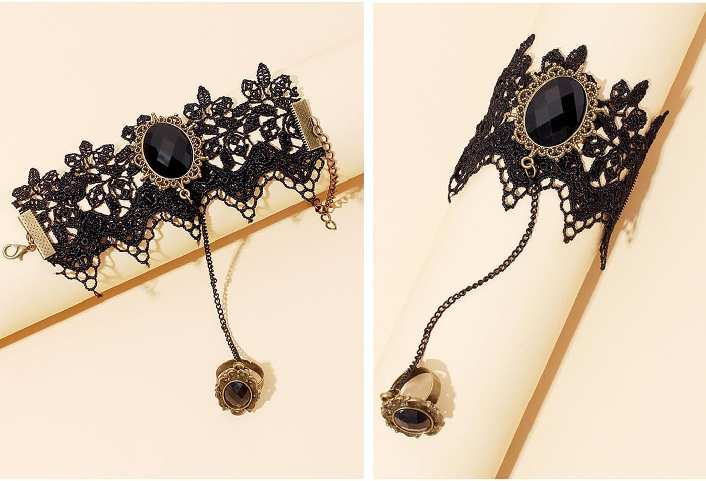 4PCS Black Choker for Women Black Lace Velvet Chocker Set Layered Classic Choker