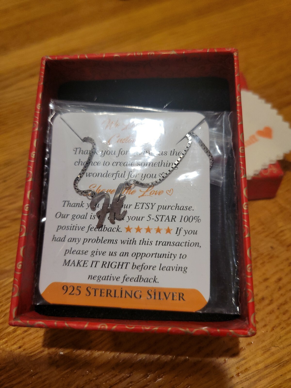 Sterling Silver ‘HI’ Necklace Fashion Jewelry Cute Everyday Women’s Classic