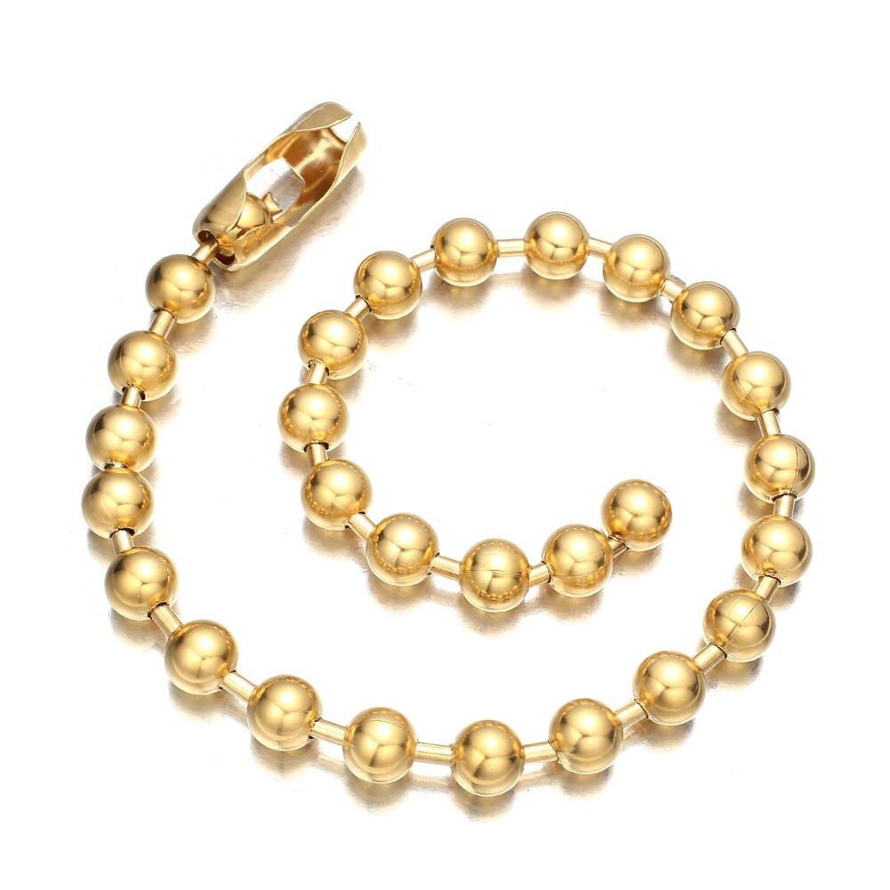6/8/10/12mm Gold Tone Stainless Steel Ball Beads Chain Necklace 16inch-40inch