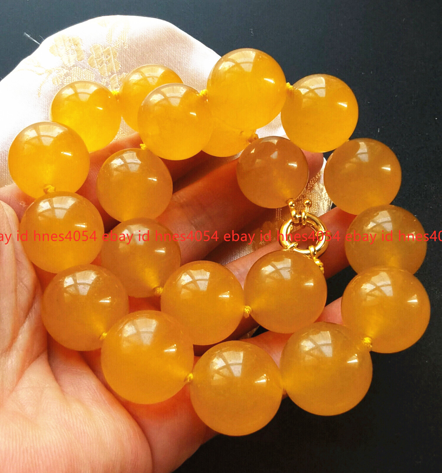 Huge Pretty Natural 20mm Yellow Jade Gemstone Round Beads Necklace 16-24in