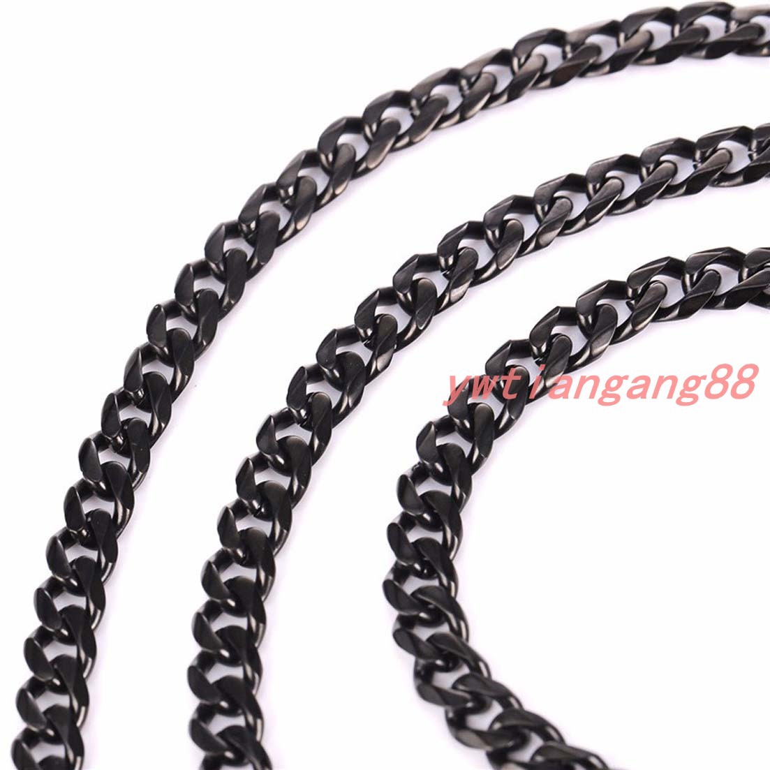 8/10/12/15/17/19mm Men Black Curb Cuban Chain Stainless Steel Necklace 7″~40”