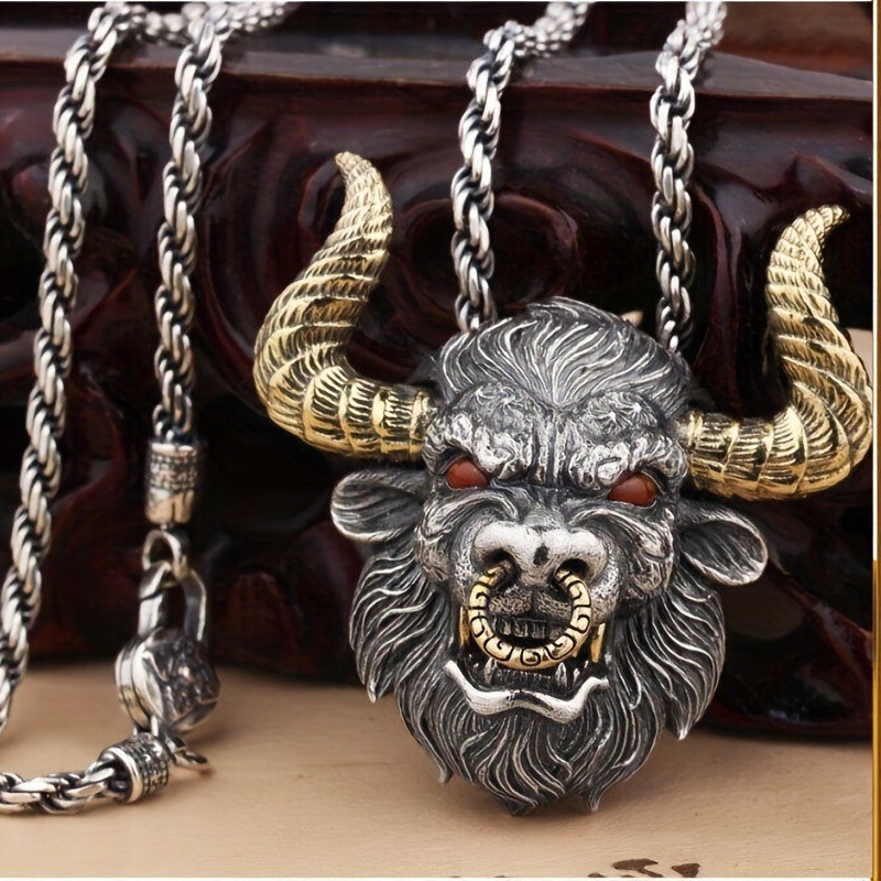 Universal Bull Head Pendant Necklace Men’s Retro Punk Zinc Alloy Jewelry