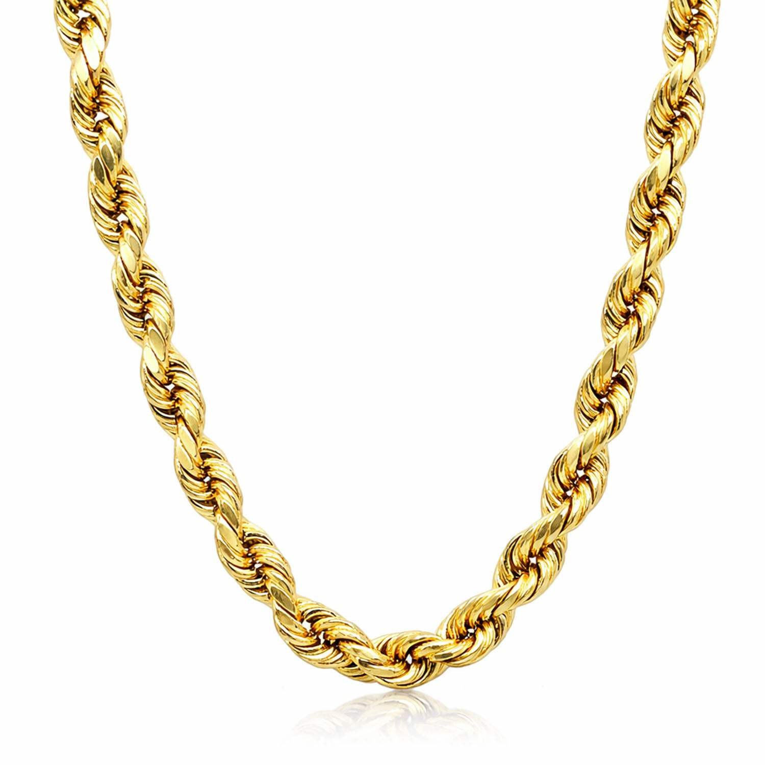 18K Yellow Gold Diamond-Cut 6mm Rope Chain (Solid Link) 28″, 26″, 24″