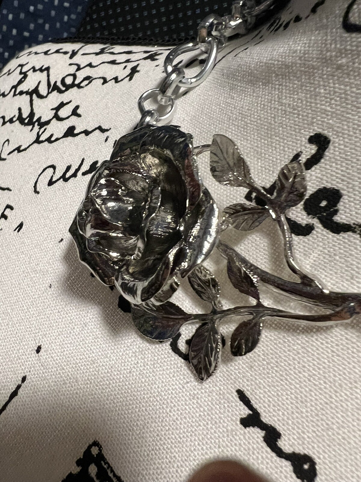 Zara Rose Flower Necklace Choker Chunky Silver Boho Statement Chain Retro VTG