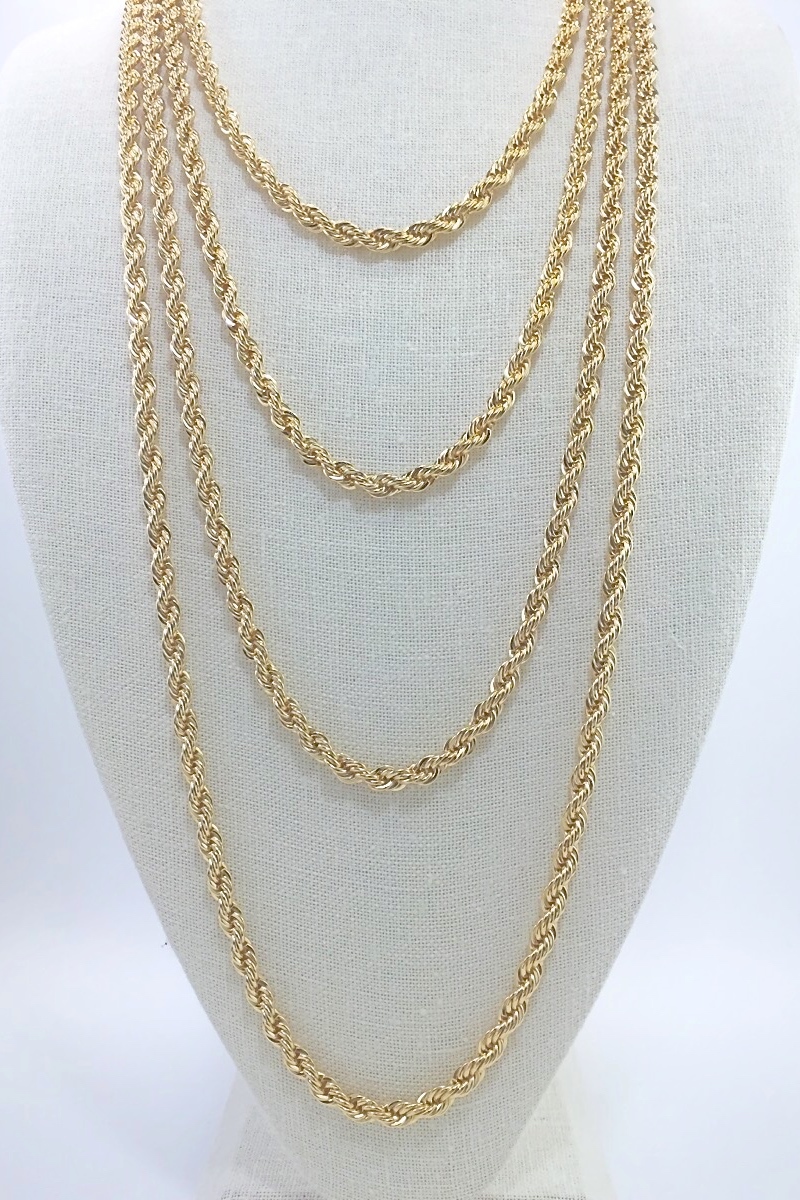 Gold Plated Rope Chain, 6mm Width (18 in, 20 in, 24 in, 30 in, or 36 in)(Korea)