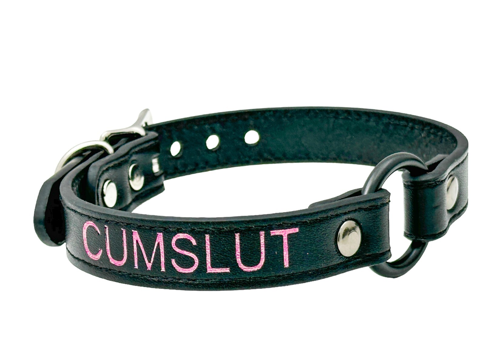 Name Black Ring Choker BDSM Collar Vegan Leather Necklace O Ring Fetish Ball