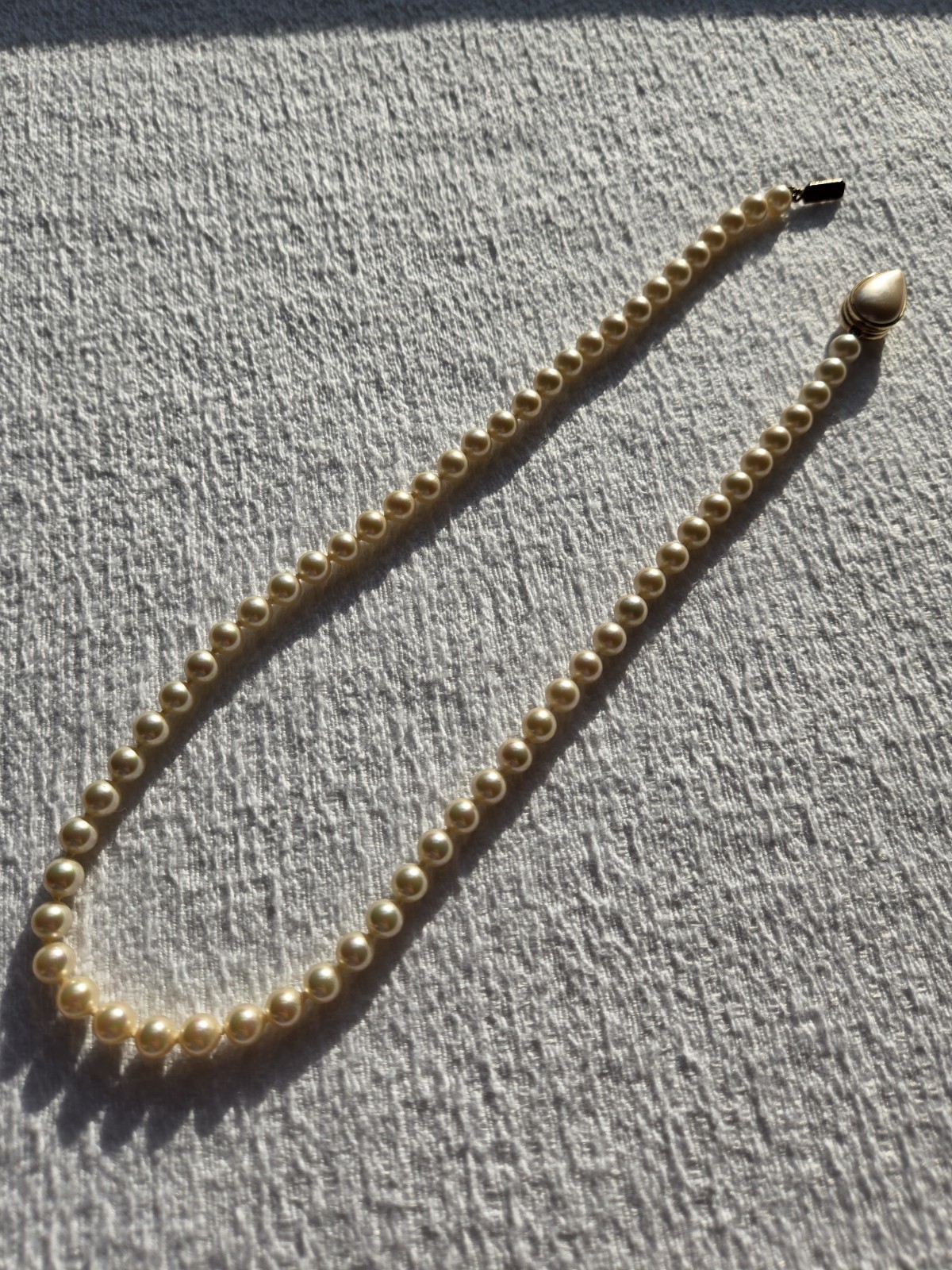 Vintage Cream Faux Pearl Strand Necklace 18″ Princess Slide Clasp Choker Bridal