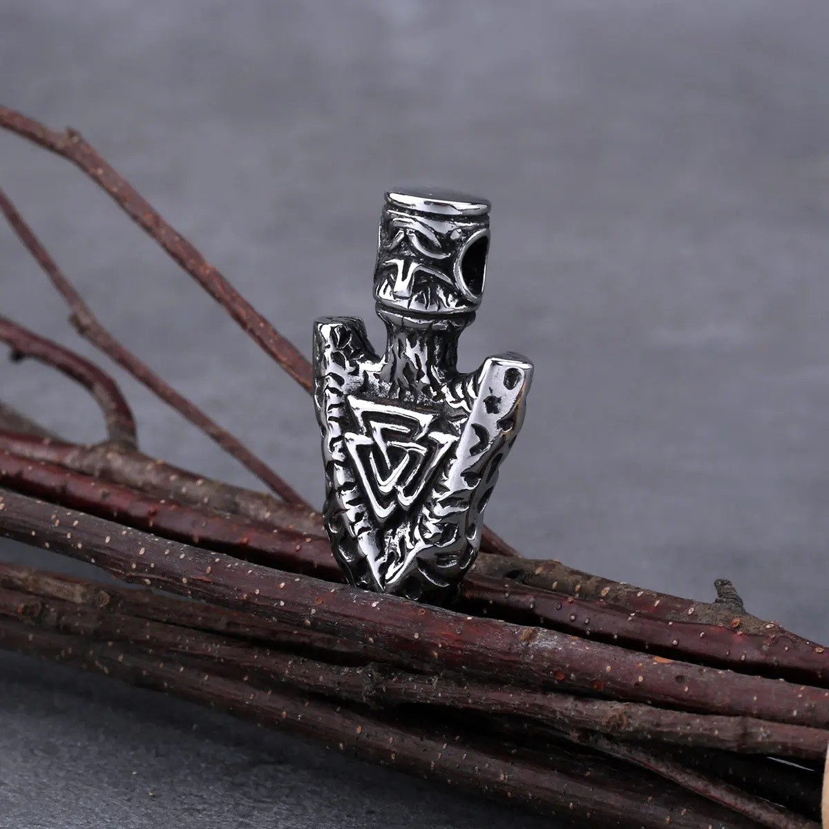 Vikings Spear Odin Triangle Rune Necklace Stainless Steel Pendant Amulet Jewelry