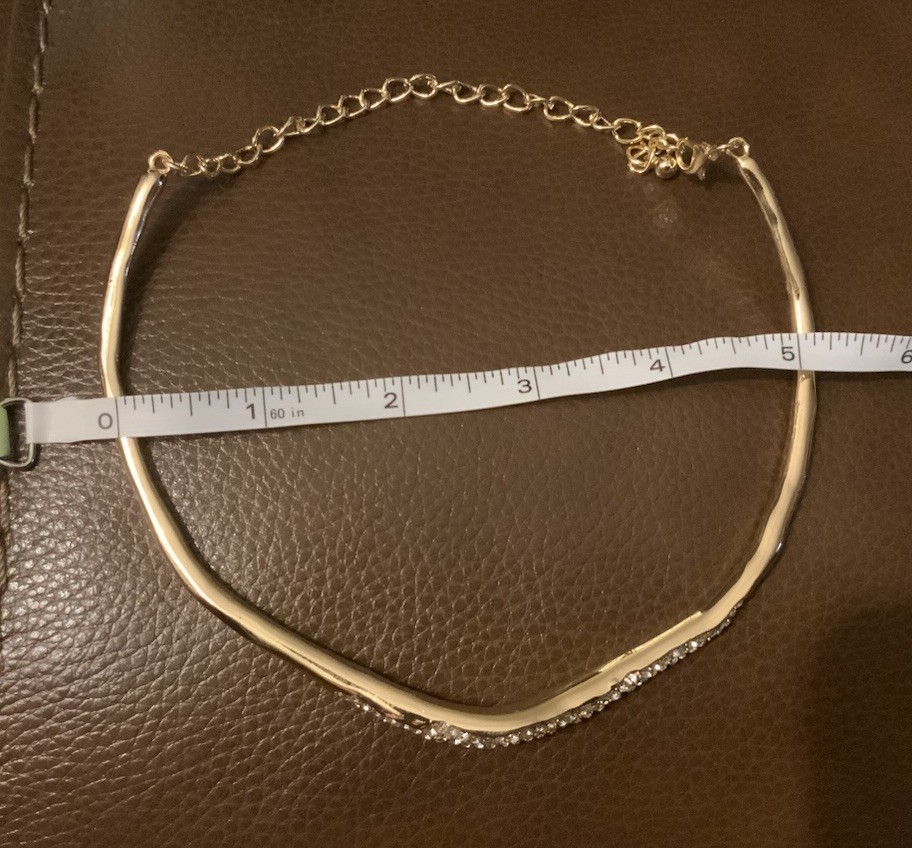 Solanales Crystal Molten Necklace Pavé Collar Gold Chain Irregular Boho CZ VTG