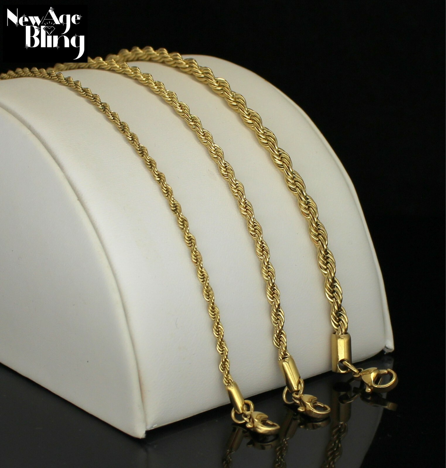 Stainless Steel Gold Plated Rope Chain Necklace Trendy Durable Premium Quality