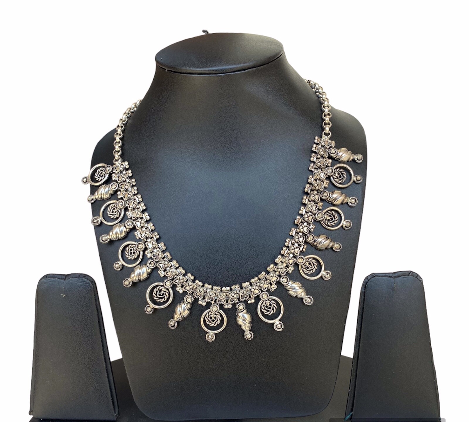 925 Silver Plated Oxidized Designer Ethnic Necklace Jewelry Gift For Women