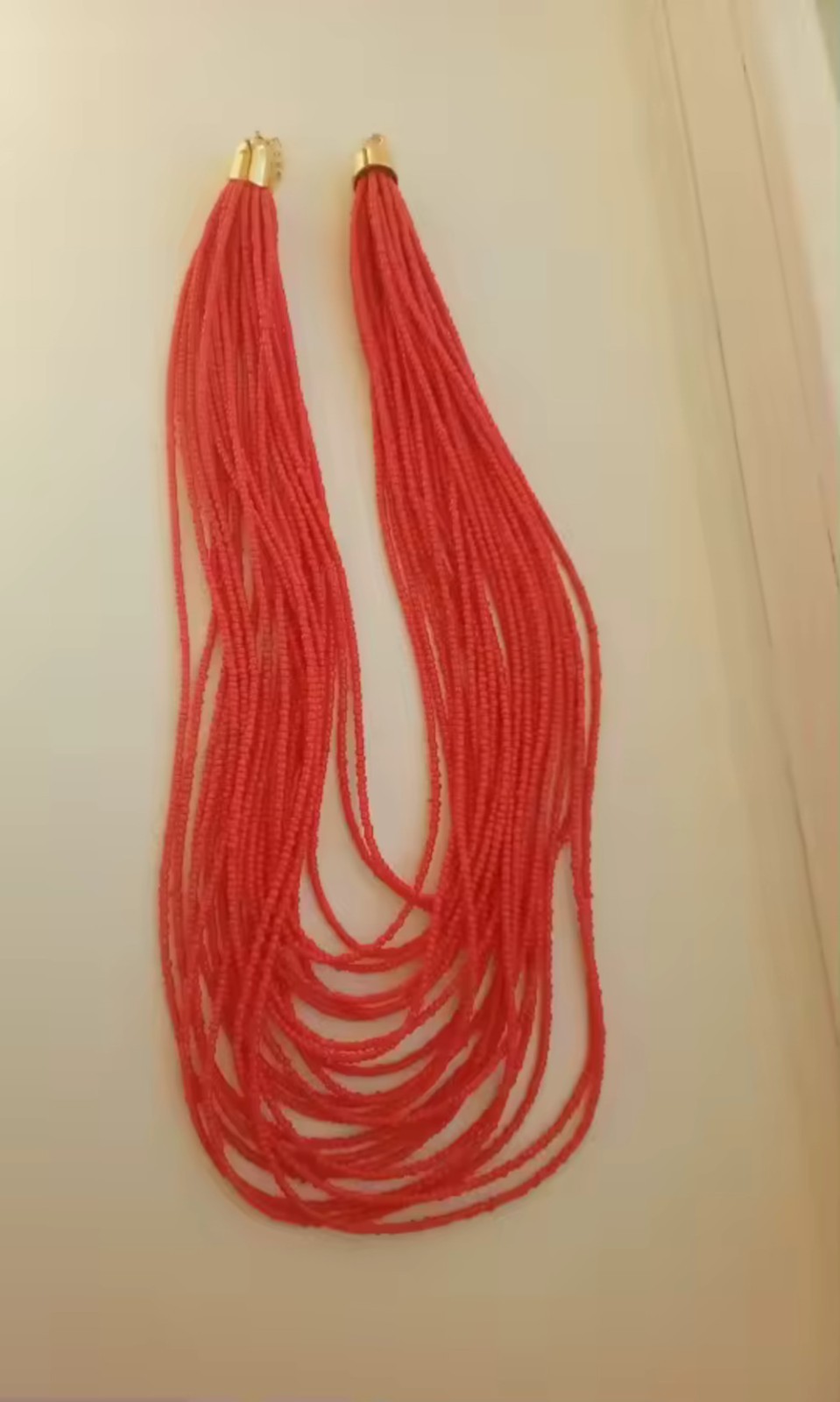 Multi Layer Red Beaded Bib Choker Necklace Chunky Boho Chic Statement Jewelry